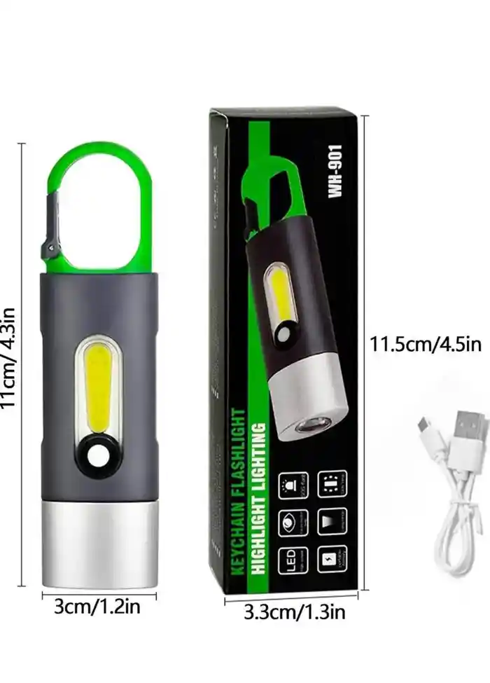 Keychain Waterproof LED Flashlight, Type-C Stable Fast Charging - Multifunctional Bracket Lantern for Outdoor Hiking Fishing